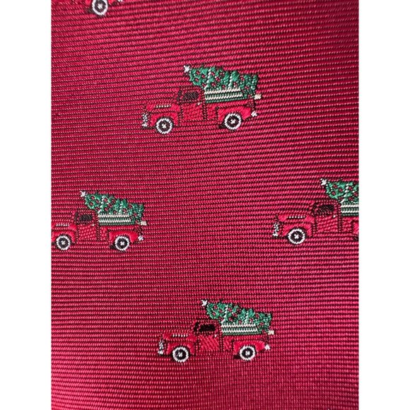 Knotty and Nice Christmas Tie Red Truck and Tree OS Red Christmas Polyester - Picture 9 of 16